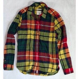 American Eagle Boyfriend Fit Ahh-mazingly Soft Multicolor Plaid Long Sleeve XS